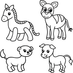 Adorable baby animals cartoon collection featuring cute and playful creatures in various poses