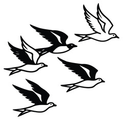 Dynamic flying bird illustration with vibrant colors and clean lines perfect for nature and freedom themes