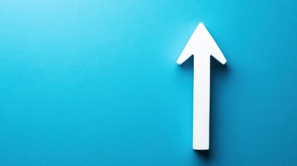 White arrow pointing up on blue background; growth concept (3)