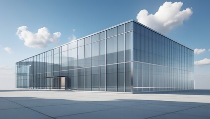 Fototapeta premium modern glass building exterior with empty pavement