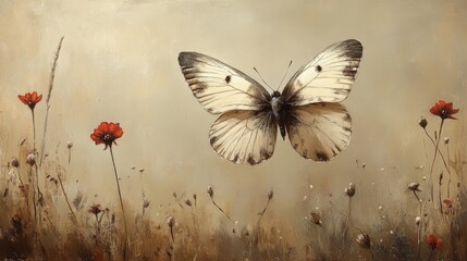 The background is soft, muted beige with gentle brushstrokes, creating a timeless and elegant composition --ar 16:9 --stylize 750 --v 6.1 Job ID: 82925e17-7b46-4983-8868-2b3e604f6f05