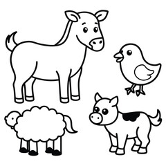 Charming collection of cute farm animal illustrations for children s designs