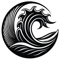 Abstract creative wave logo design with dynamic flowing lines and vibrant color palette