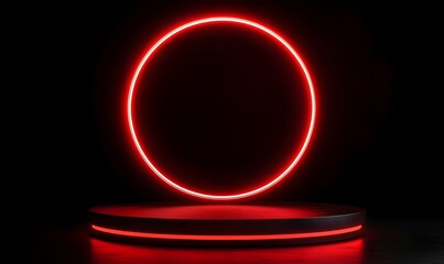 Red neon circle light 