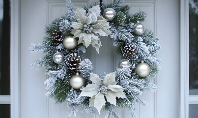 christmas wreath on the window