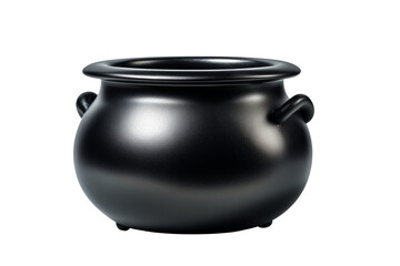 Black Matte Cauldron with Two Handles and Wide Rim isolated on a transparent background ceramic