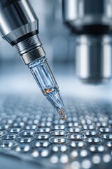 Advanced scientific research in biotechnology laboratory with microanalysis equipment