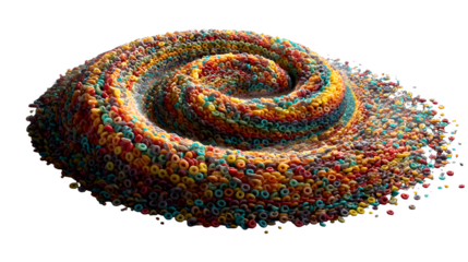 Vibrant cereal swirl captures playful breakfast joy and healthy start for kids