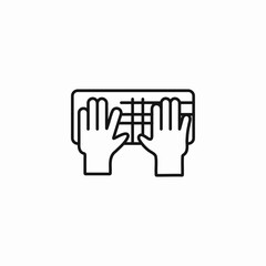 hands typing keyboard icon sign vector
