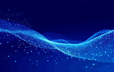 Dynamic Blue Wave with Particles Representing Digital Technology