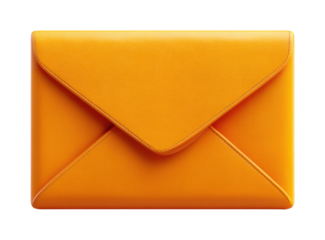 Send bright yellow envelope office digital content closeup PNG, isolated on transparent background