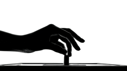 Casting vote election process polling station action concept PNG, isolated on transparent background