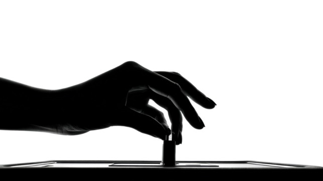 Casting vote election process polling station action concept PNG, isolated on transparent background