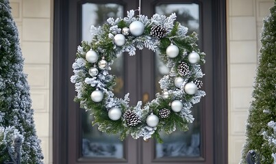 christmas wreath on the window