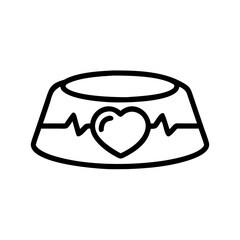 Pet food bowl with heart and heartbeat symbol illustration  