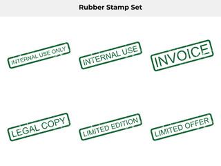 Green Grunge Rubber Stamp Set, Internal Use Only, Invoice, Legal Copy Isolated