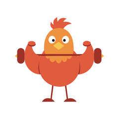 Chicken Lifting Weights Silhouette Cartoon Art