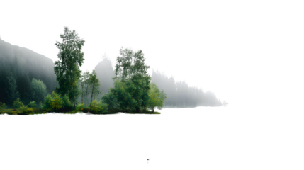 Misty Forest Edge isolated on white background