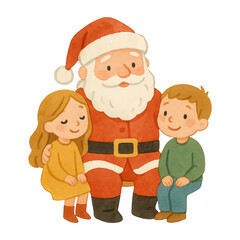PNG Santa with children illustration