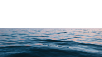 Ocean waves with distant figure isolated on white background