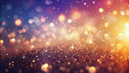 Colorful bokeh lights background with glowing particles