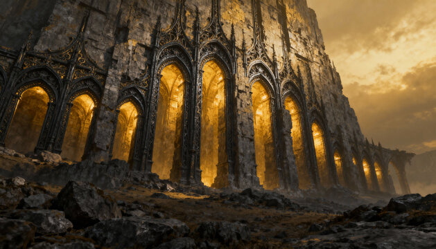 Towering Ancient Monolith Rising Majestically in a Rugged Landscape”