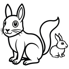 Charming cartoon forest scene featuring a squirrel and a rabbit in a lush woodland setting