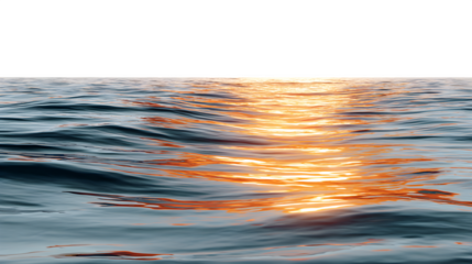 Sunlit ocean surface isolated on white background