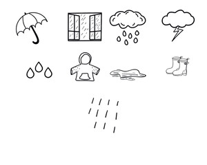 Boots rainy raindrops cloud icons