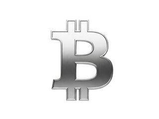 Obraz premium A Silver 3D Bitcoin Symbol Representing Cryptocurrency and Digital Finance on White Background