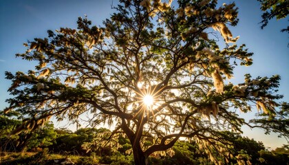Obraz premium Sunburst through a large tree