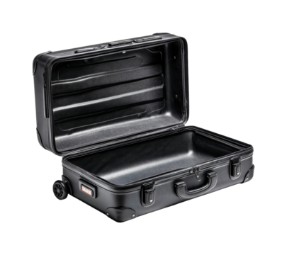 Travel luggage opened home suitcase PNG, isolated on transparent background