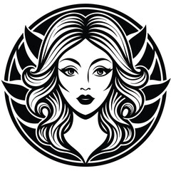 Elegant feminine face logo design for a beauty salon spa or cosmetic brand