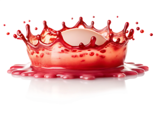 Red liquid crown splash isolated on a transparent background
