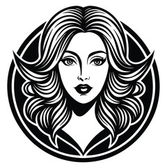 Elegant feminine face logo design for a beauty salon spa or cosmetic brand