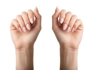 Obraz premium two Graceful woman Hands with Perfectly Manicured Pink Nails, Poised and Delicate