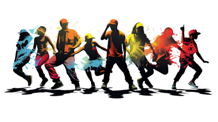 Children dancing street dance kids performing hip hop choreography isolated on white background