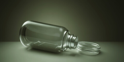 Empty Glass Jar with Lid Off Lying on Surface
