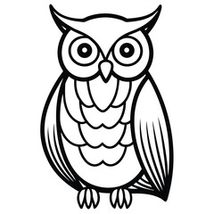 Whimsical night owl illustration with detailed feathers and moonlit forest elements