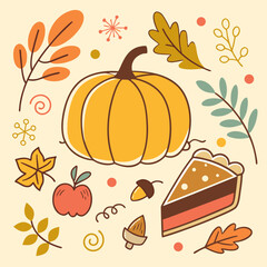 thanksgiving background with pumpkin vector illustration