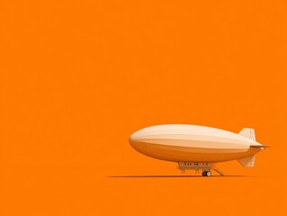 Simple Airship Against Bright Orange Background