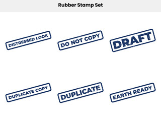 Grunge Rubber Stamp Set Featuring Distressed Textures, Draft, Duplicate, Earth Ready