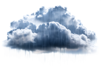 Storm cloud with falling rain isolated on a transparent background