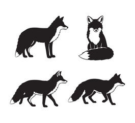 Fox Silhouette Vector Set