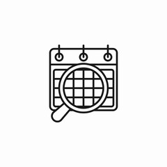 calendar with magnifying glass icon sign vector