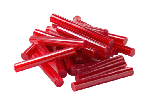 Gathering red candy sticks kitchen table food scene PNG, isolated on transparent background