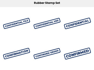 Rubber Stamp Set with Confidential and Confirmed Text on White Background