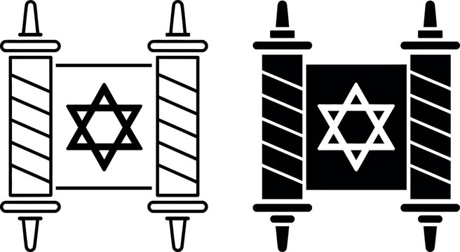 Jewish Torah scroll symbol with the Star of David icon vector