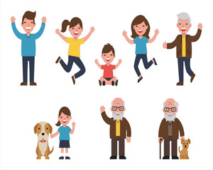 Family Characters and People Icon Set