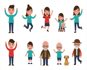 Family Characters and People Icon Set